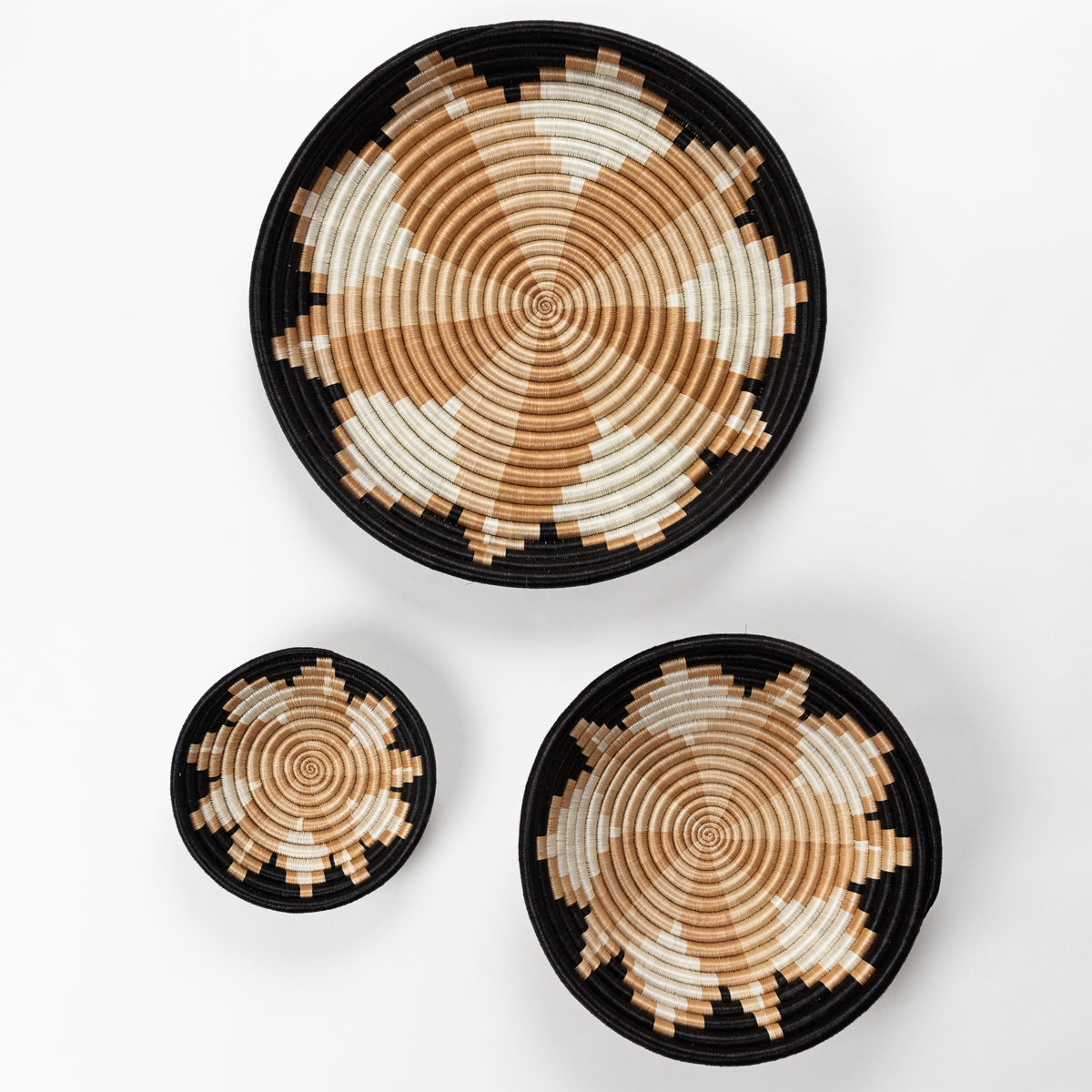 Alexia Woven Bowl | Spiral Geometric | Black, Natural & White | KORISSA
