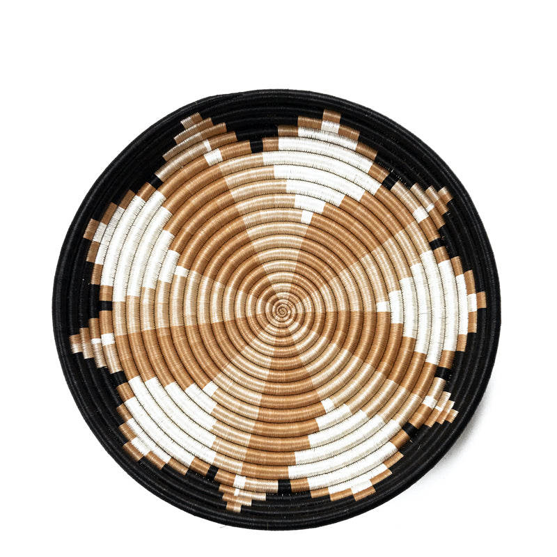 Alexia Woven Bowl | Spiral Geometric | Black, Natural & White | KORISSA