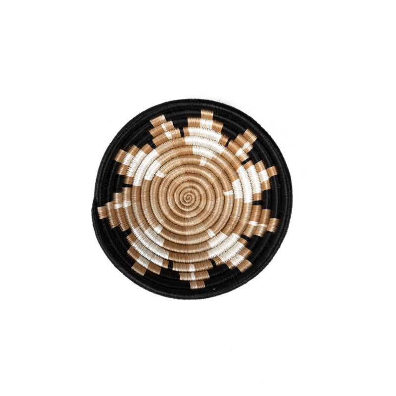 Alexia Woven Bowl | Spiral Geometric | Black, Natural & White | KORISSA