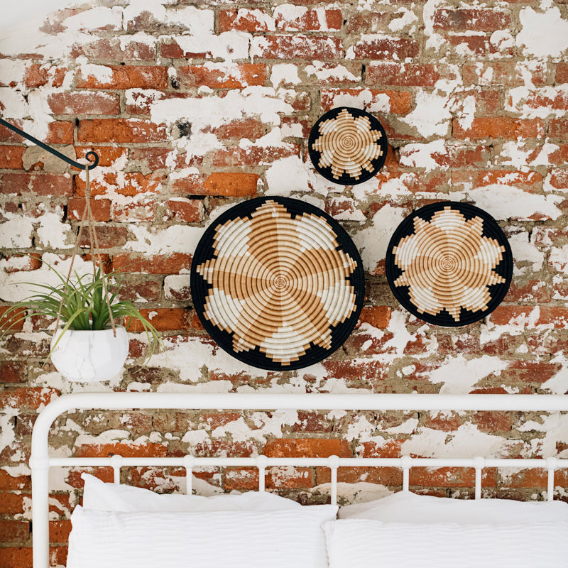 Alexia Woven Bowl | Spiral Geometric | Black, Natural & White | KORISSA