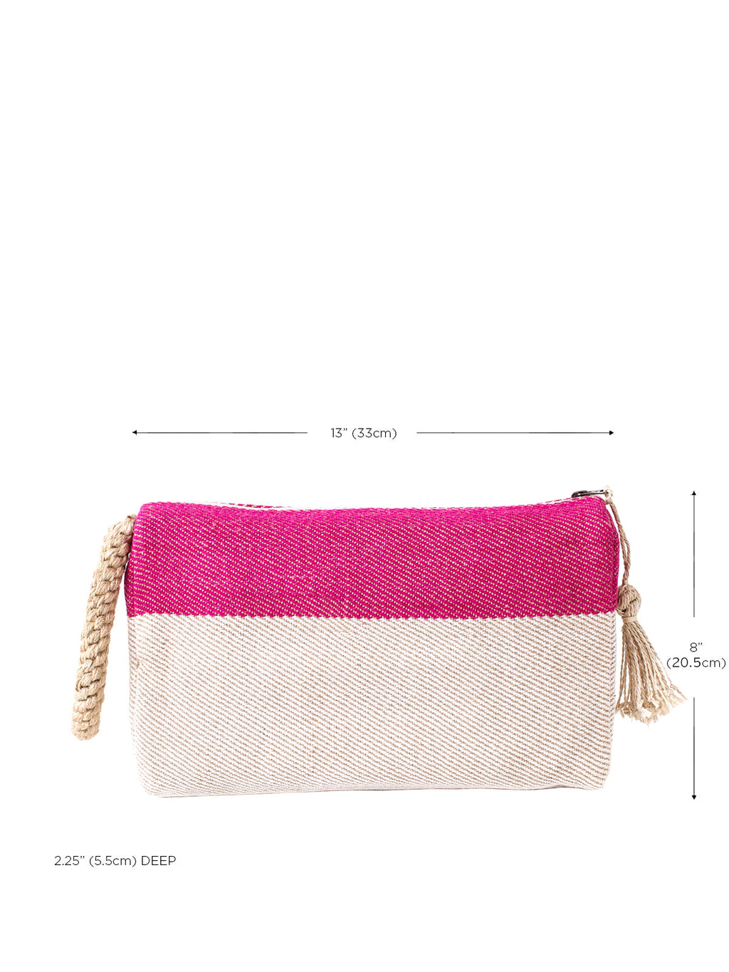 Block-A Clutch | Handwoven Jute-Cotton | Pink-White | Fair Trade | KORISSA