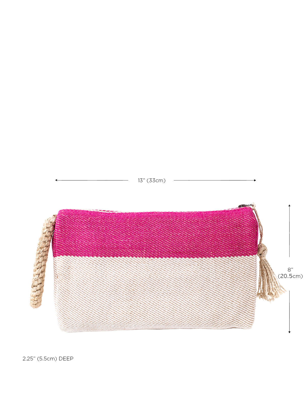 Block-A Clutch | Handwoven Jute-Cotton | Pink-White | Fair Trade | KORISSA