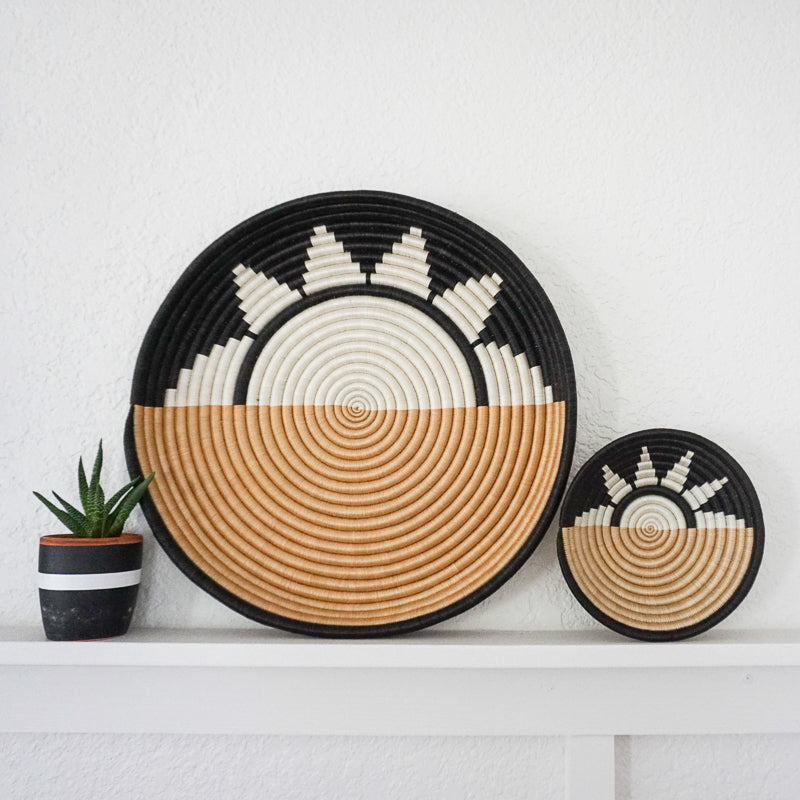 Zubita Woven Bowl | Sunrise Pattern | 2 Sizes | 2 Colorways | Wall Decor | Azizi Life | Rwanda