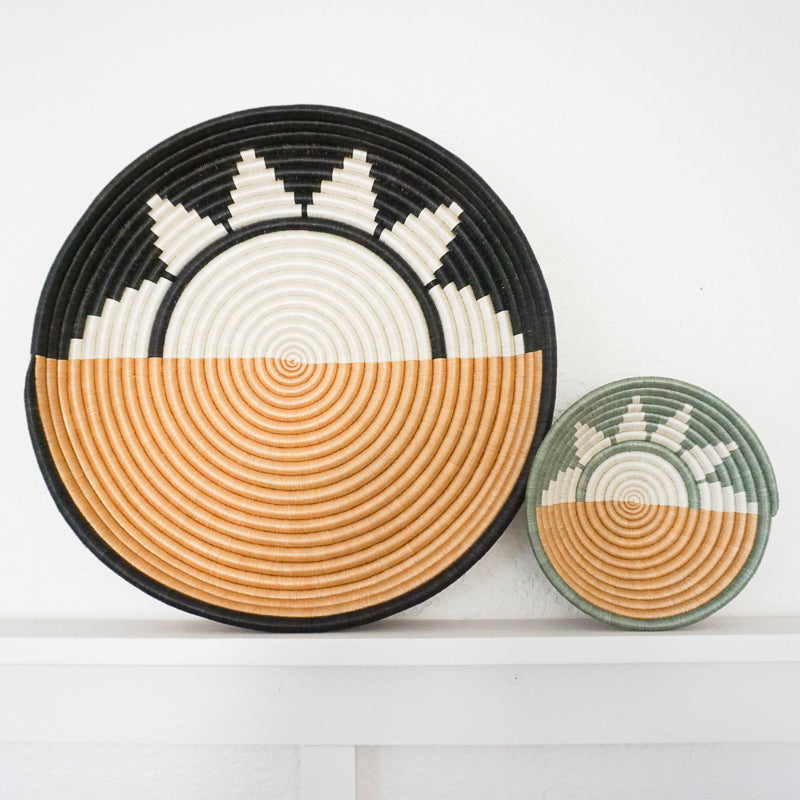 Zubita Woven Bowl | Sunrise Pattern | 2 Sizes | 2 Colorways | Wall Decor | Azizi Life | Rwanda