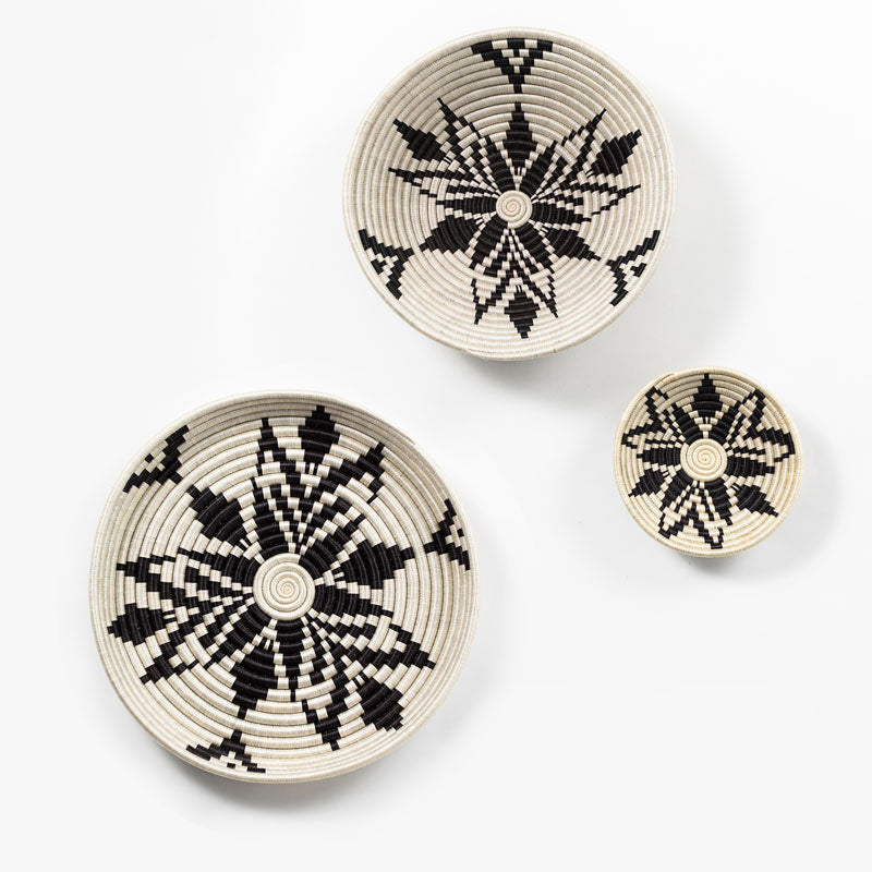 Boutique Cactus Blossom Woven Bowl | Black & White | S/M/L | Azizi Life | KORISSA