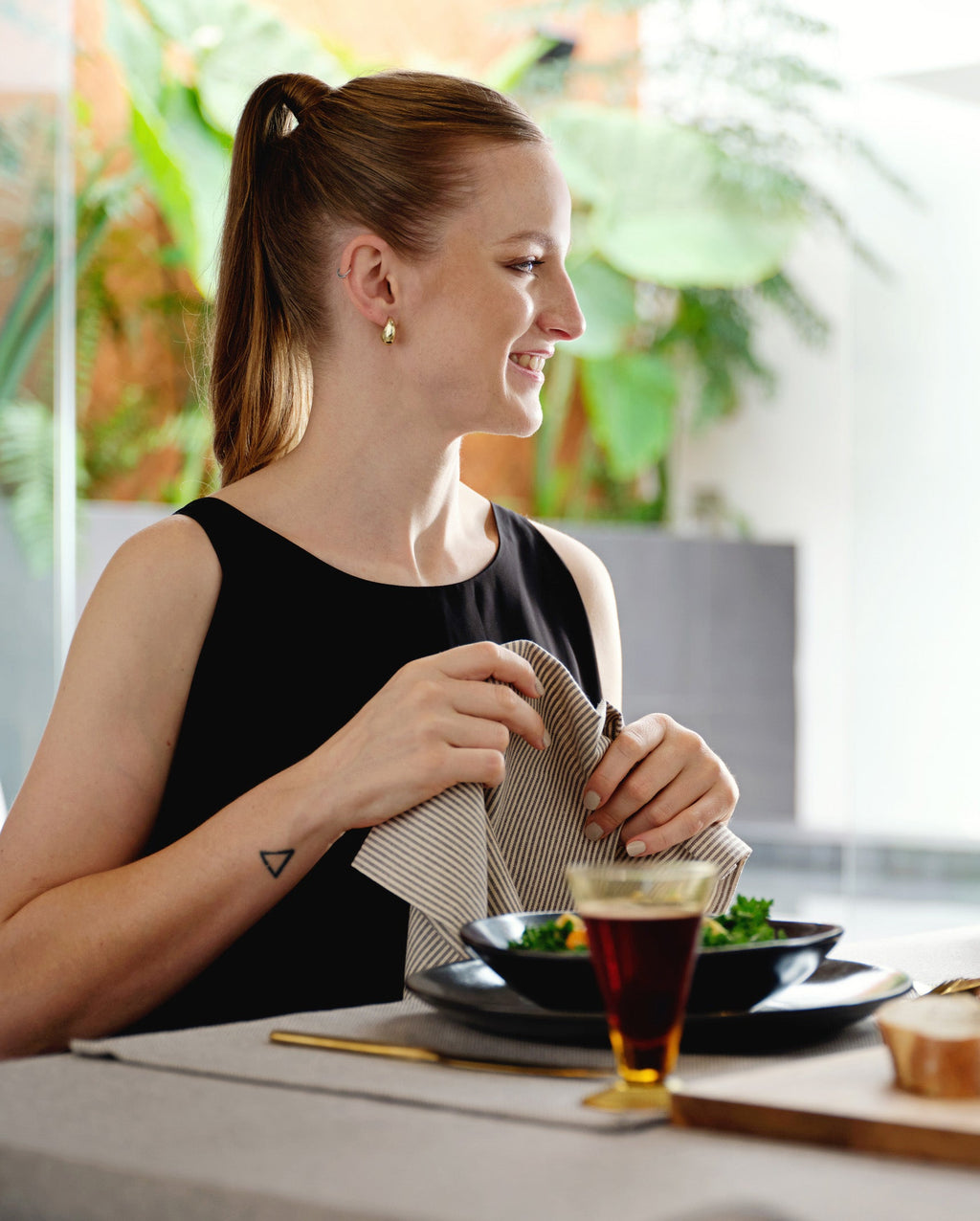 Linen-Cotton Napkins | Set of 4 | Sage Green, Blue, Pinstripe | MEZMA