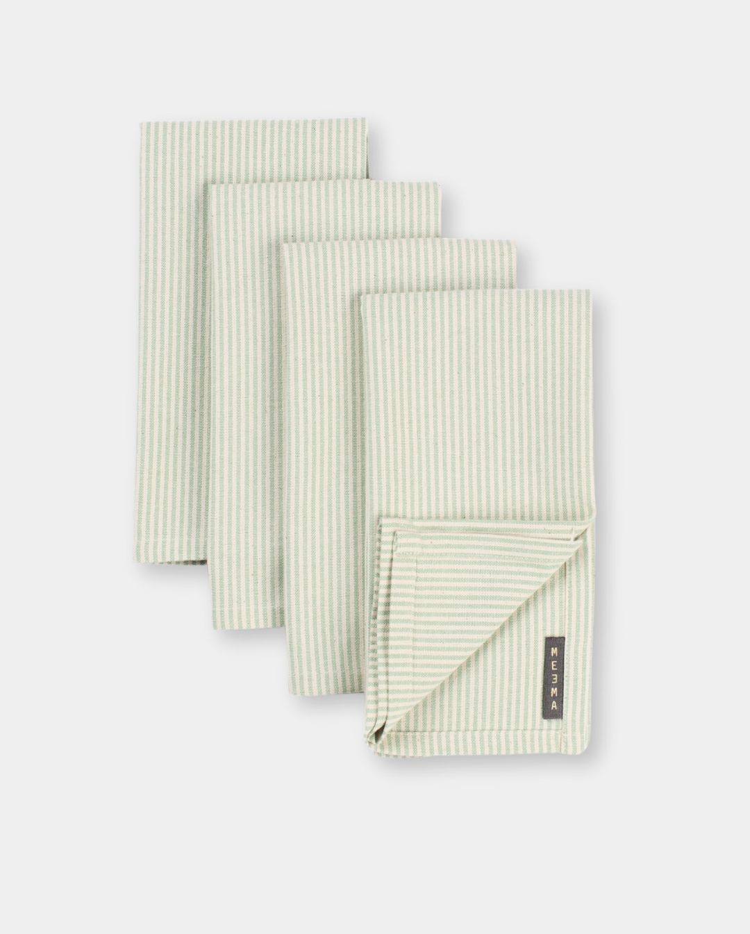 Linen-Cotton Napkins | Set of 4 | Sage Green, Blue, Pinstripe | MEZMA