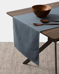 Linen-Cotton Table Runner | Pinstriped & Solid | Blue, Charcoal | KORISSA