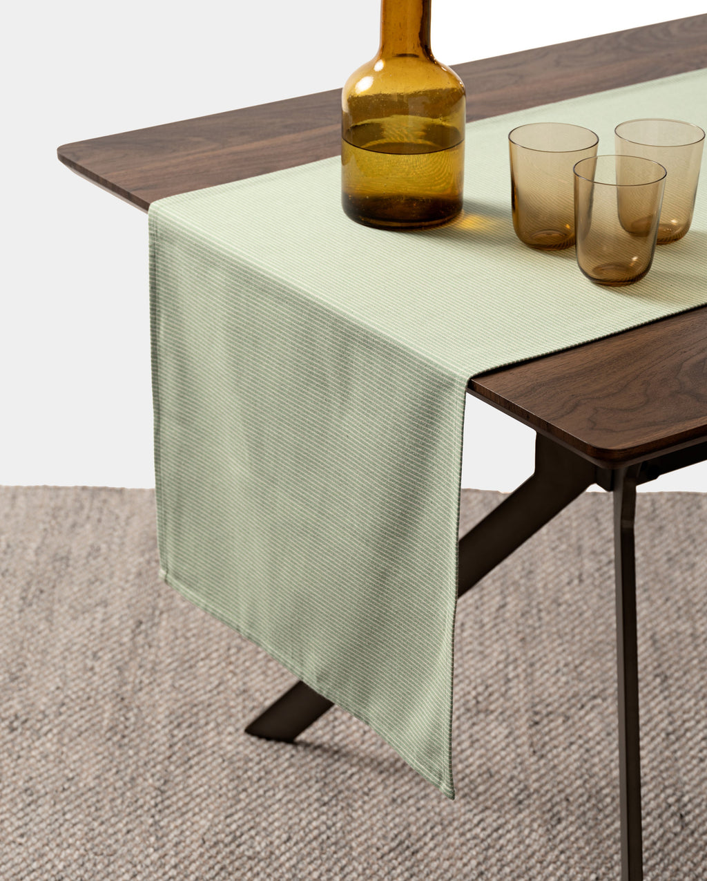 Linen-Cotton Table Runner | Pinstriped & Solid | Blue, Charcoal | KORISSA