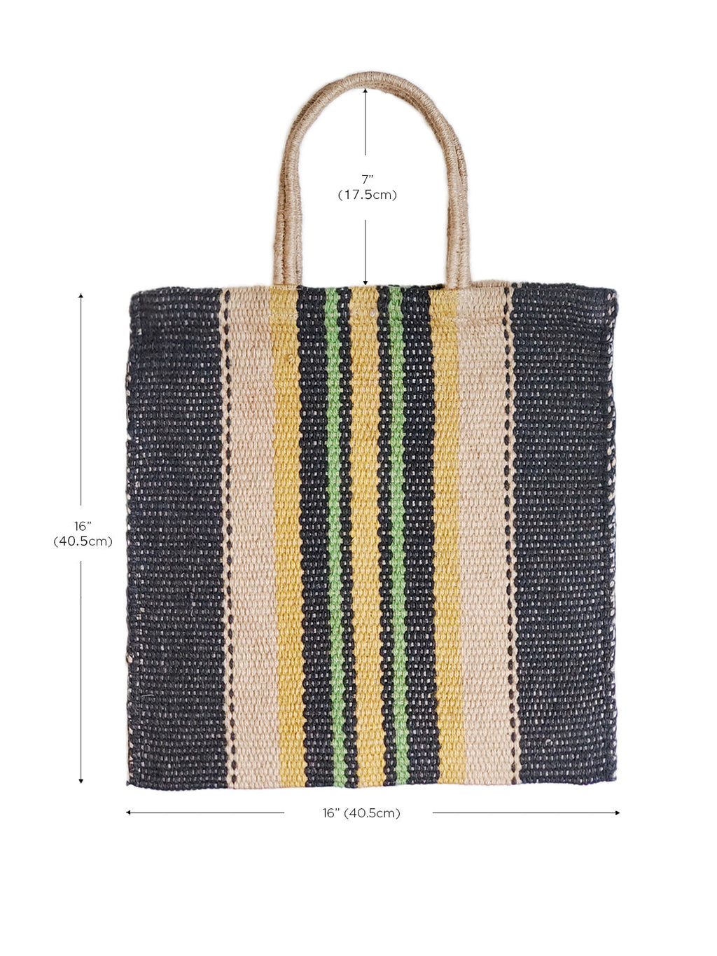 Dora Woven Jute Tote Bag | Multi Navy Stripe | KORISSA