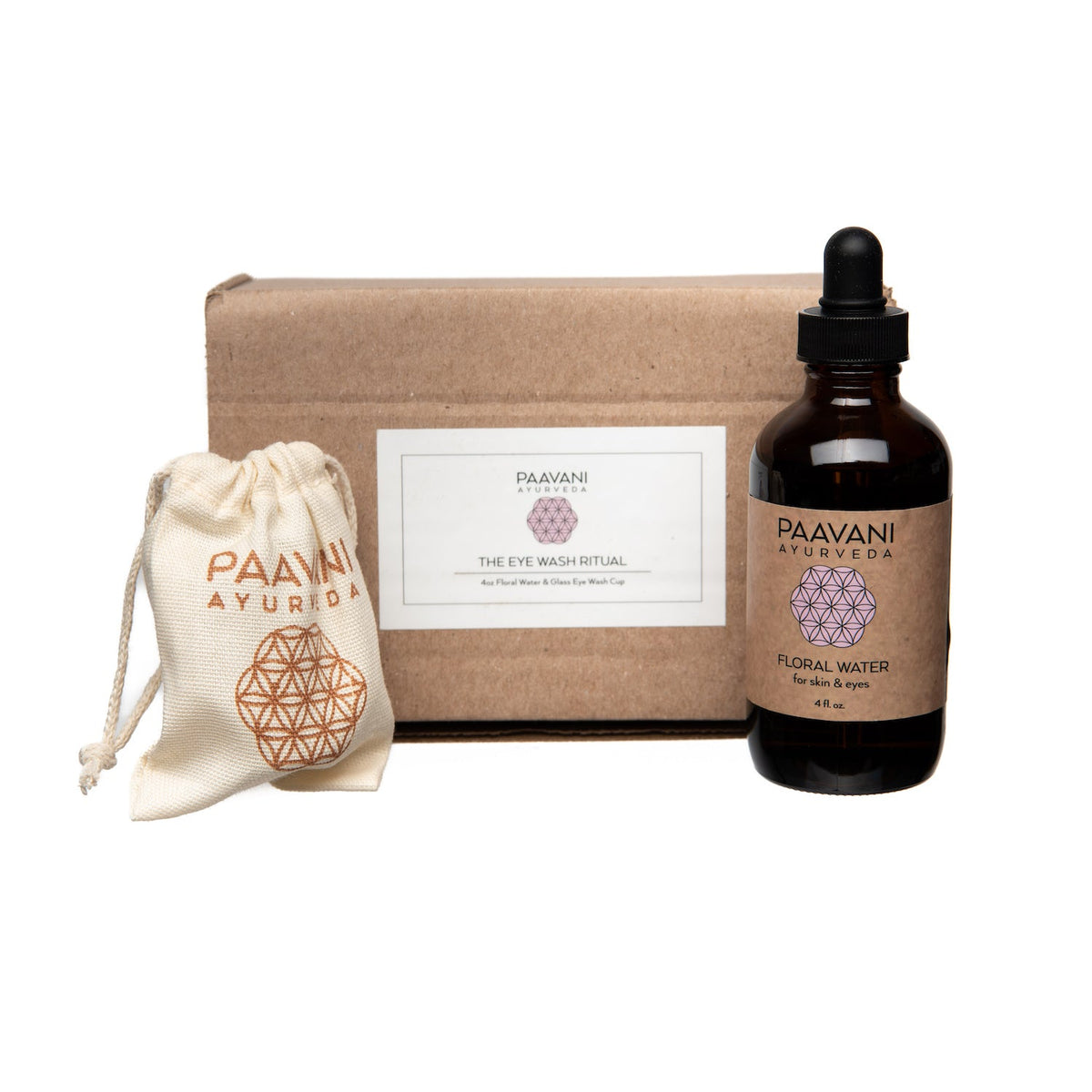 Paavani Ayurveda Eye Wash Ritual | Rose & Lavender Floral Water | Ayurvedic Eye Cleansing Kit