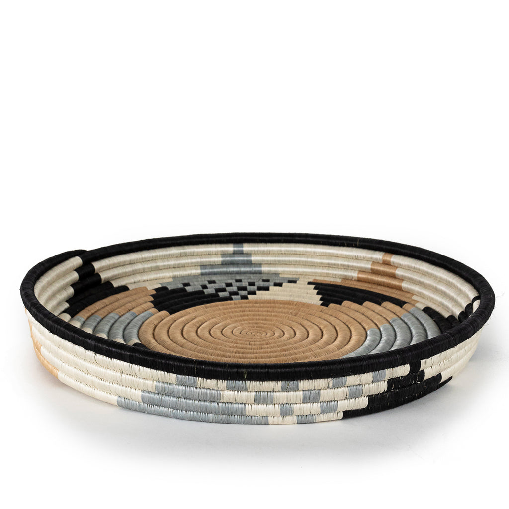 Boutique Diversiform Gray Woven Basket Bowl | Limited Edition | Wall Decor | Azizi Life | Rwanda
