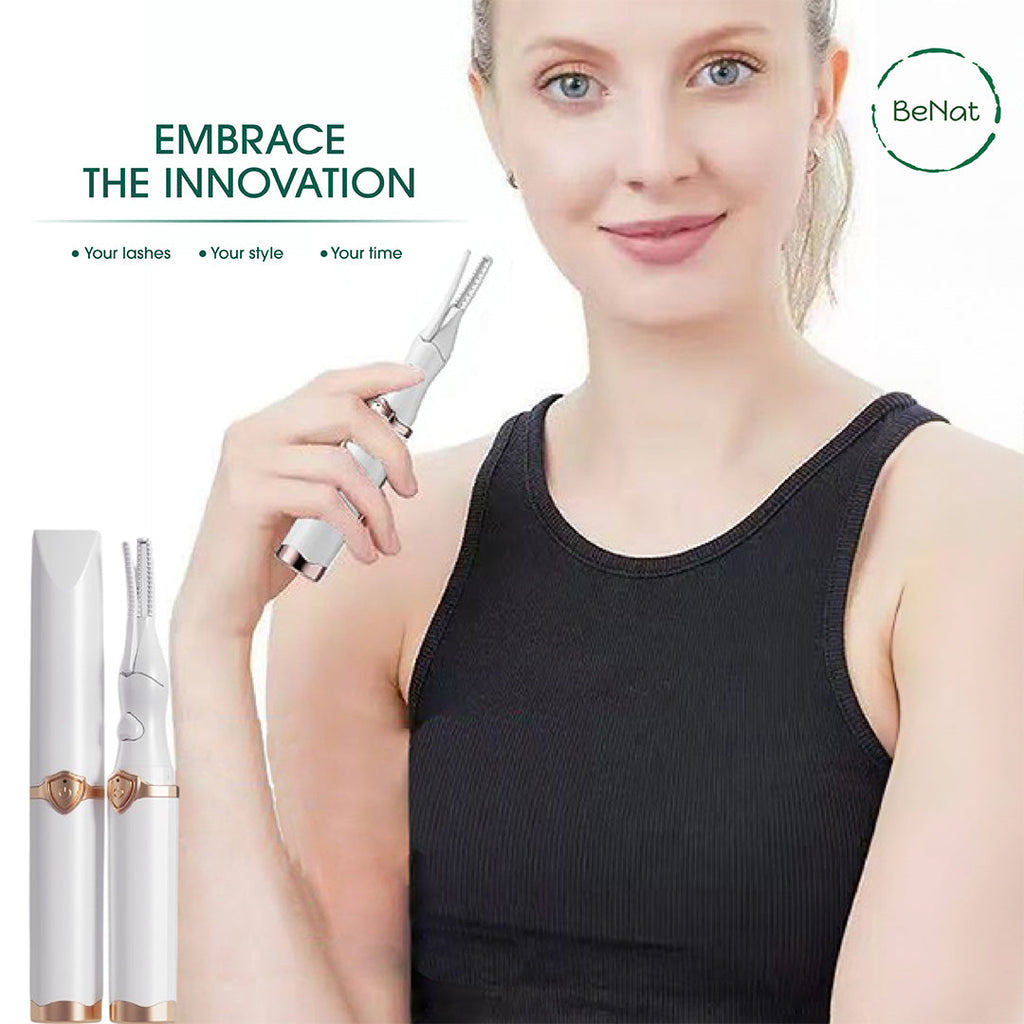 BeNat Rechargeable Electric Eyelash Curler | 3 Heat Settings | Smart LED | 24-Hour Curl