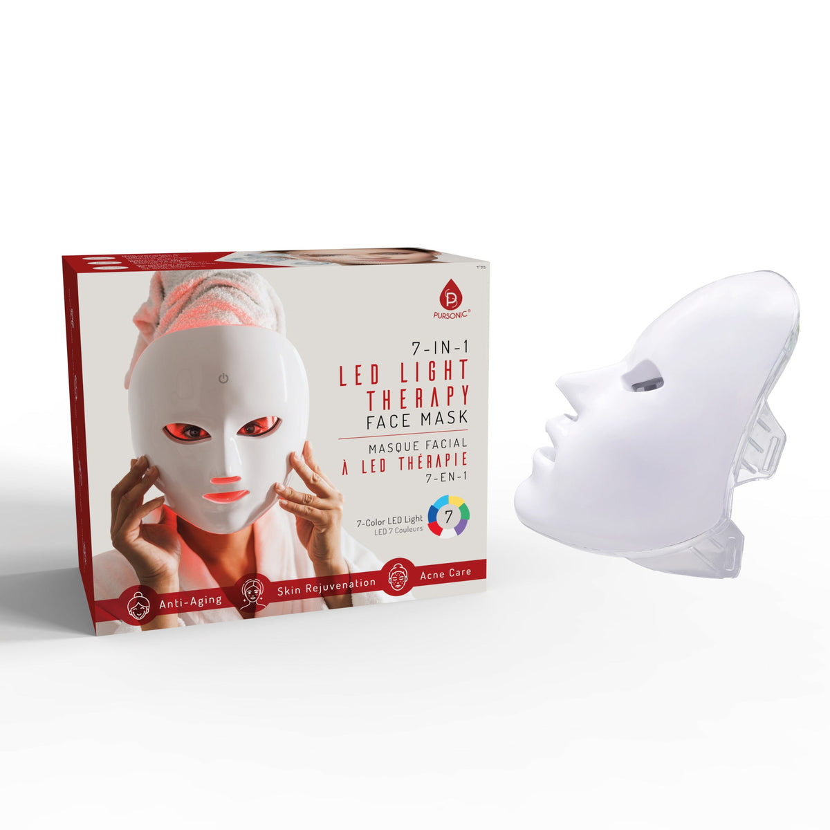 7-in-1 LED Light Therapy Face Mask | 7 Color Modes | Pursonic