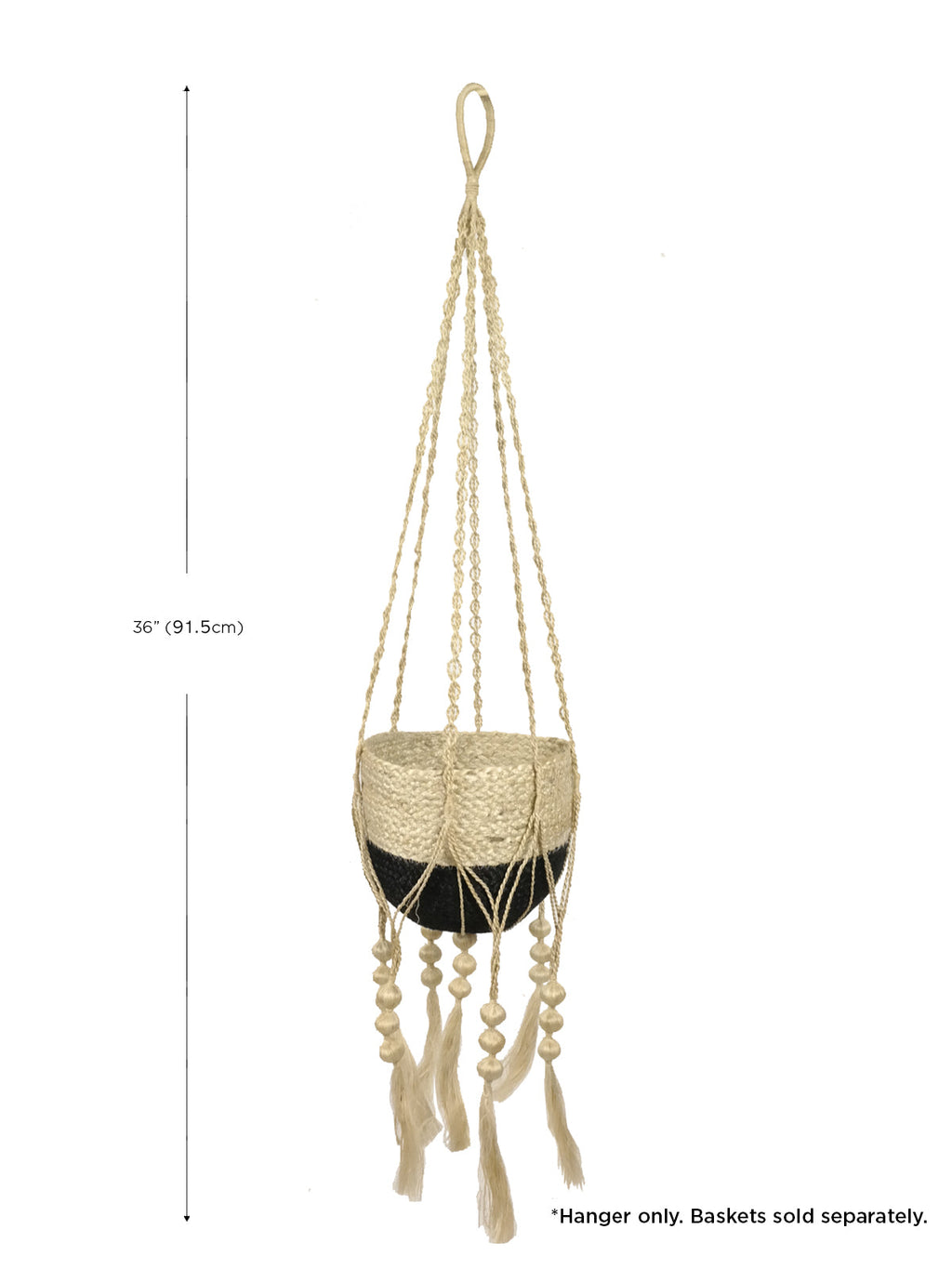 Flora Plant Hanger with Seagrass Basket | Wooden Beads & Tassels | KORISSA