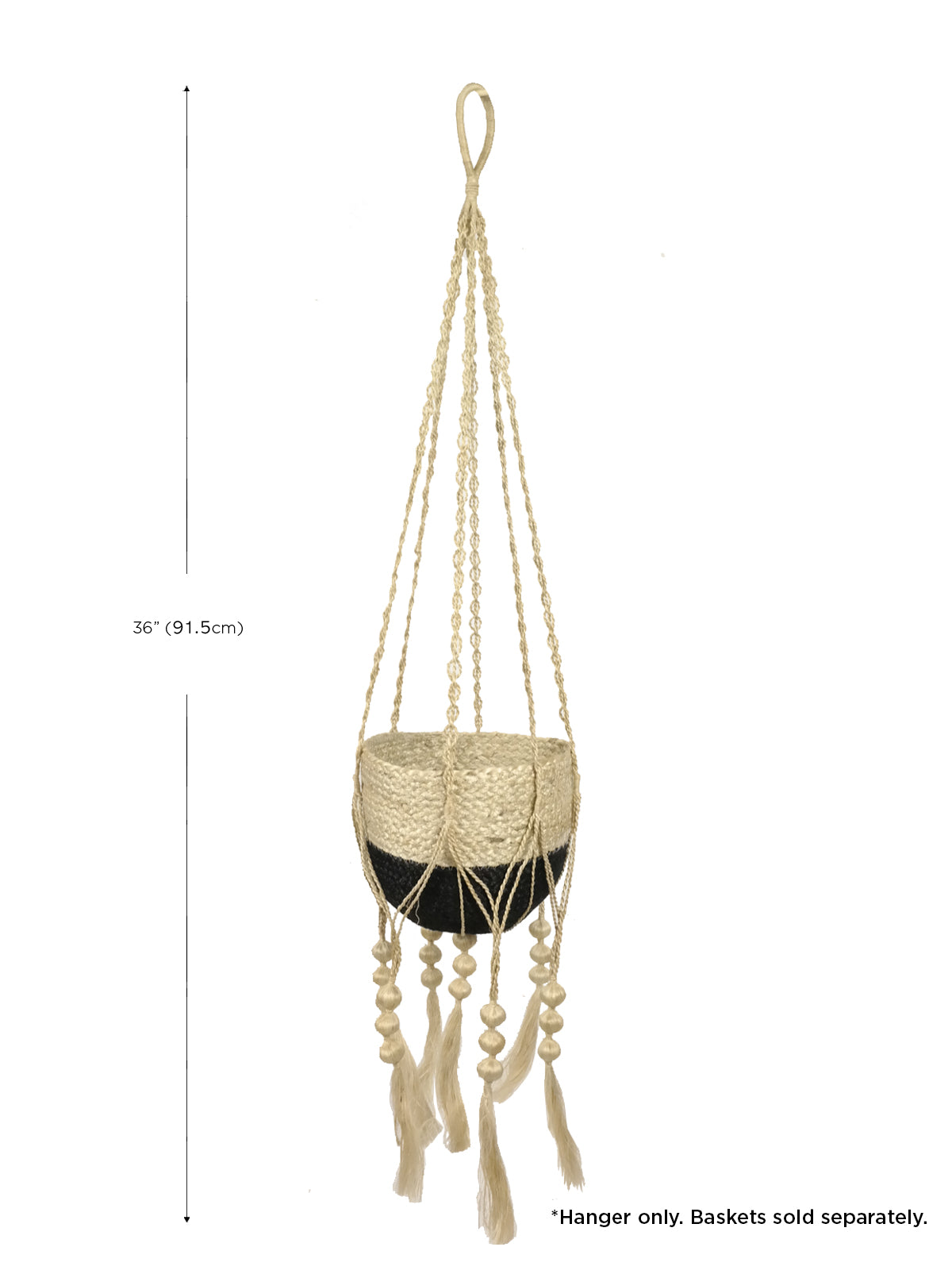 Flora Plant Hanger with Seagrass Basket | Wooden Beads & Tassels | KORISSA