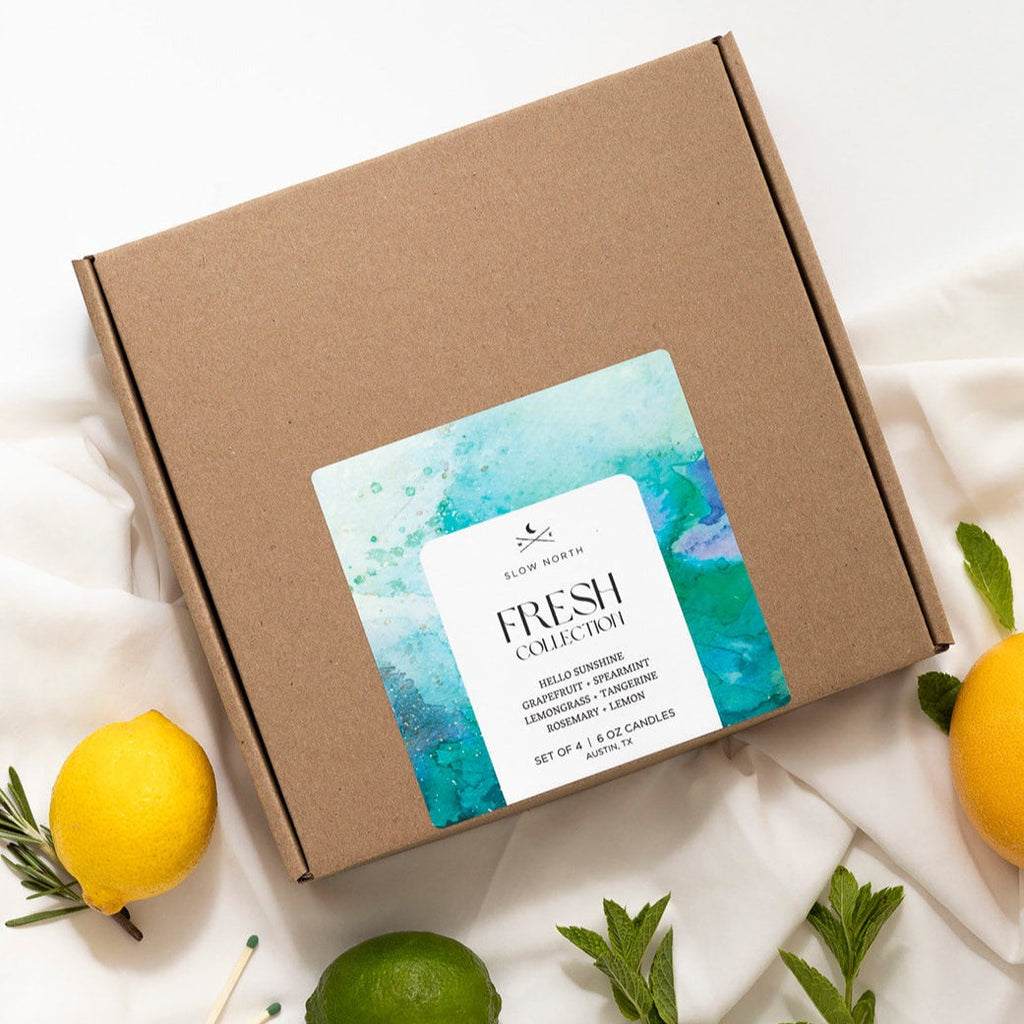 Fresh Collection Candle Set | 4 x 6 oz Travel Tins | 100% Essential Oils | Slow North