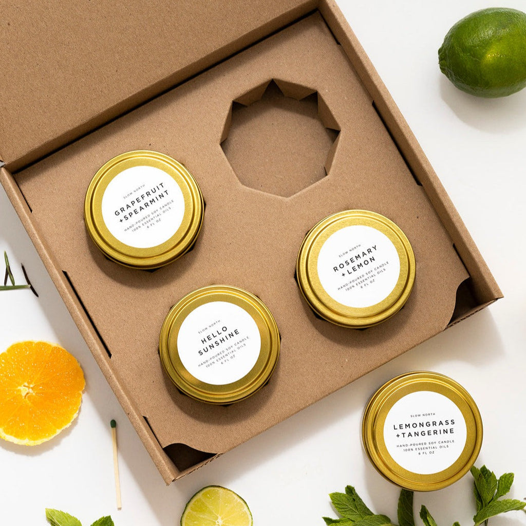 Fresh Collection Candle Set | 4 x 6 oz Travel Tins | 100% Essential Oils | Slow North