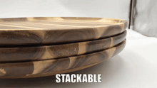 Load image into Gallery viewer, Zavis Green Acacia Wood Round Stackable Plate / Platter 8"  | Dishwasher Safe
