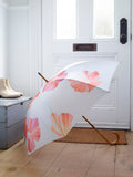 Hibiscus on Snow Umbrella | Large Storm Umbrella | Curved Wood Handle | India & Purry