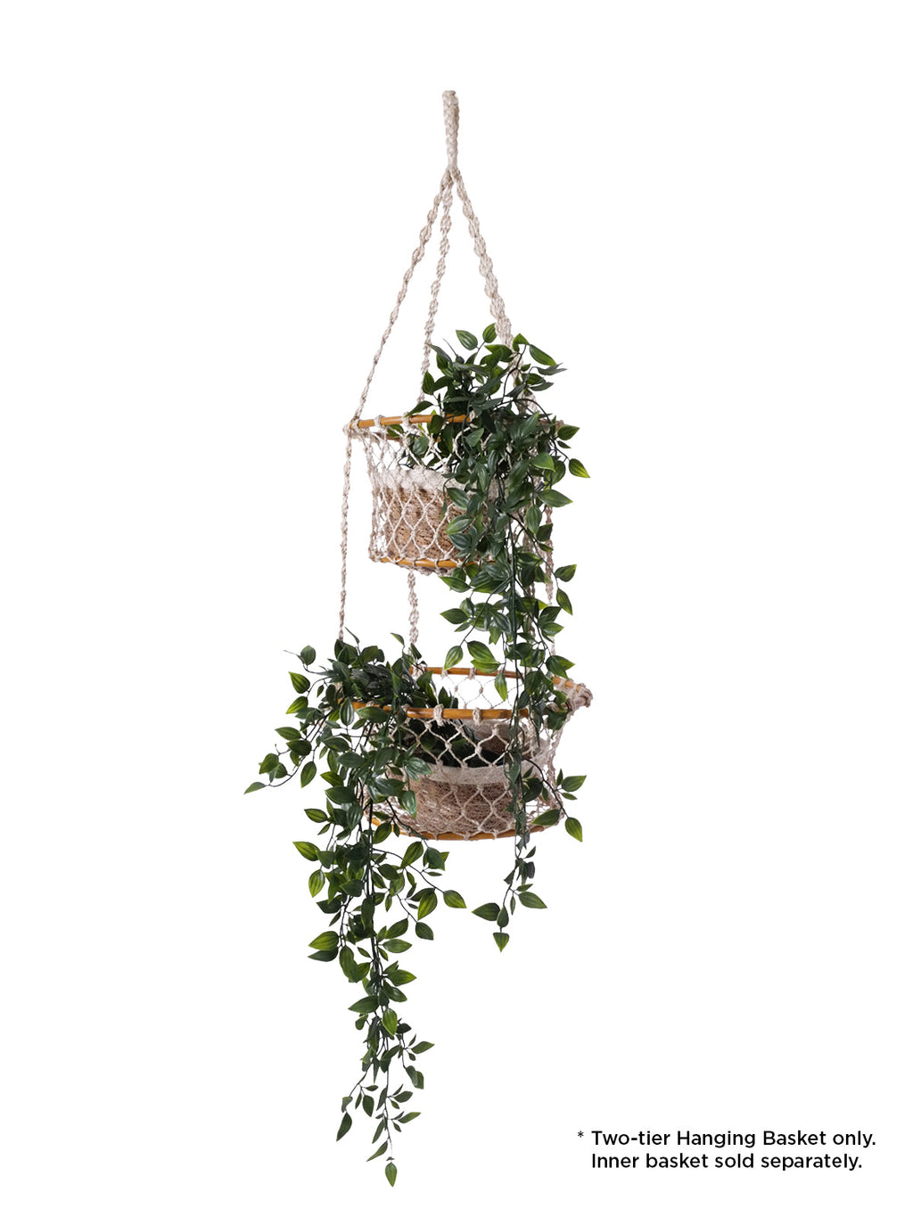 Jhuri Double Hanging Basket | Bamboo & Macramé | Two-Tier | KORISSA