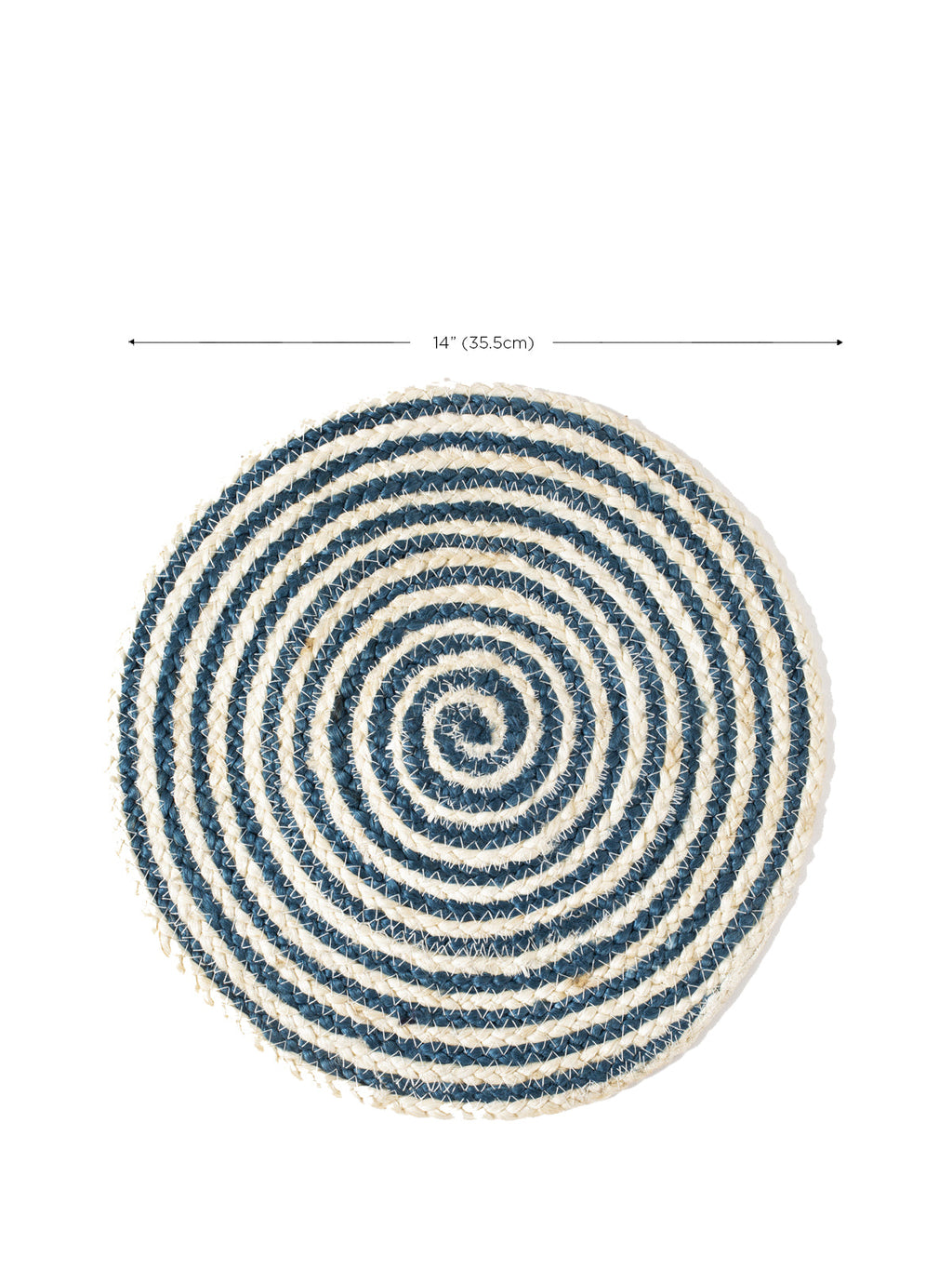Kata Spiral Placemat | Navy & White | Set of 4 | Braided Jute | KORISSA