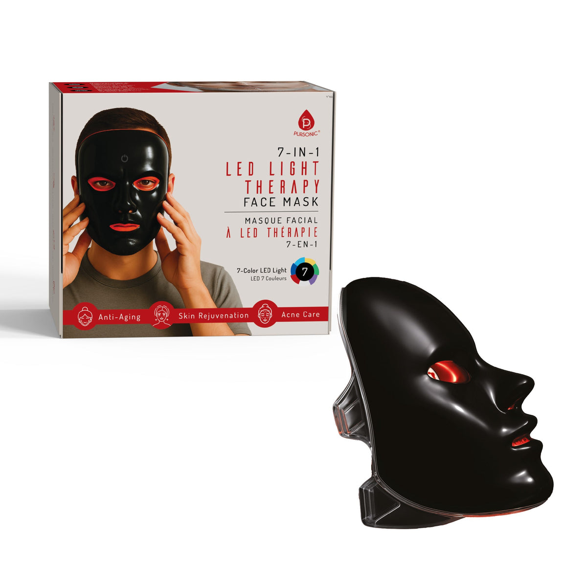7-in-1 LED Light Therapy Face Mask | 7 Color Modes | Pursonic