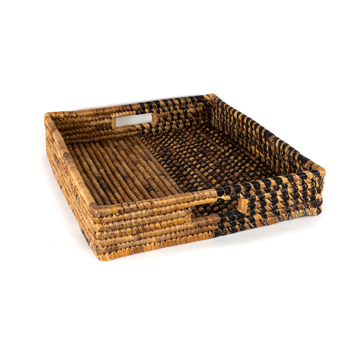 Parker Banana Leaf Tray | Handwoven Rattan & Banana Leaf | Natural & Black | Medium & Grand