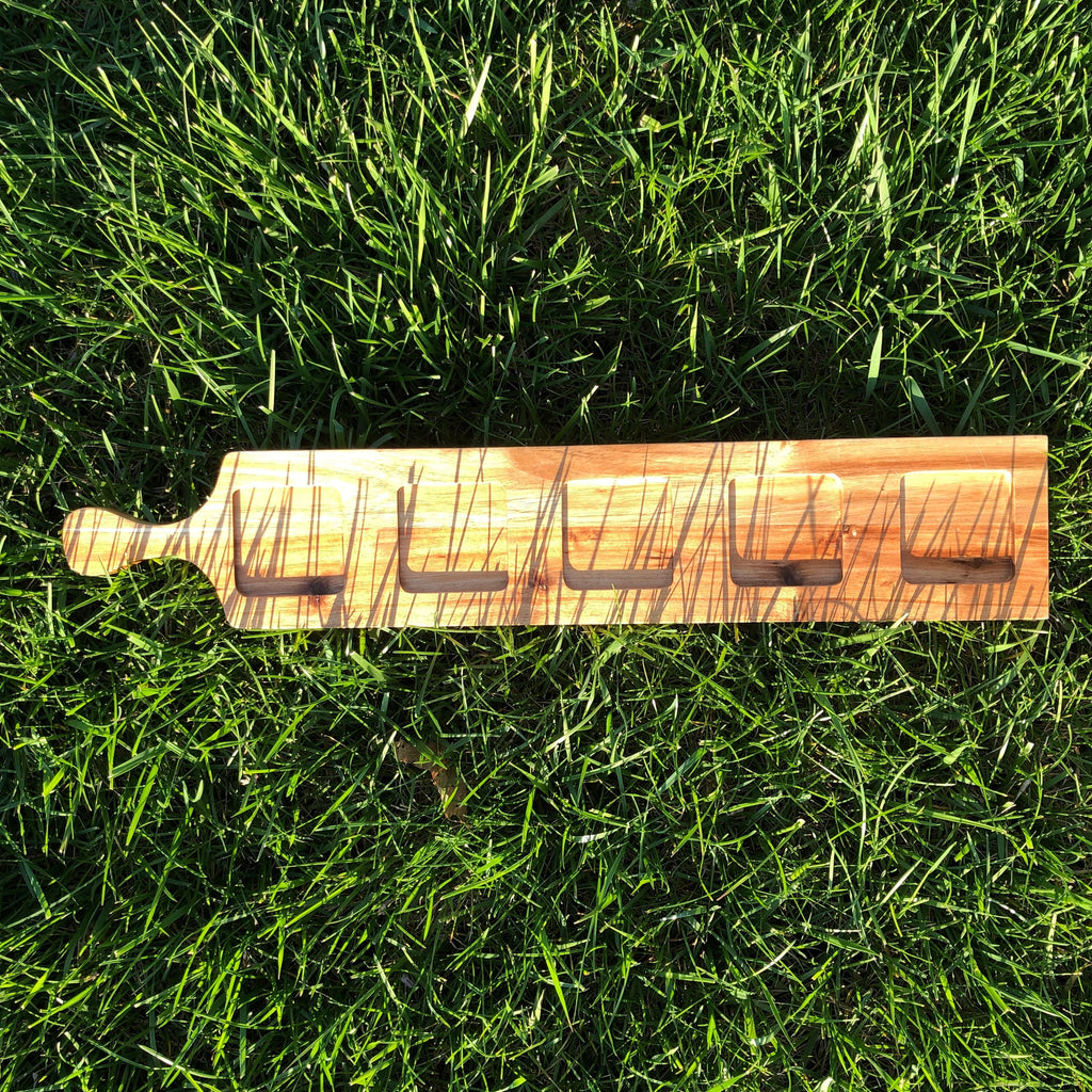 Acacia Wood Flight Board Set of 3 | 22" | 5-Hole Double-Sided | Dishwasher Safe | Zavis Green