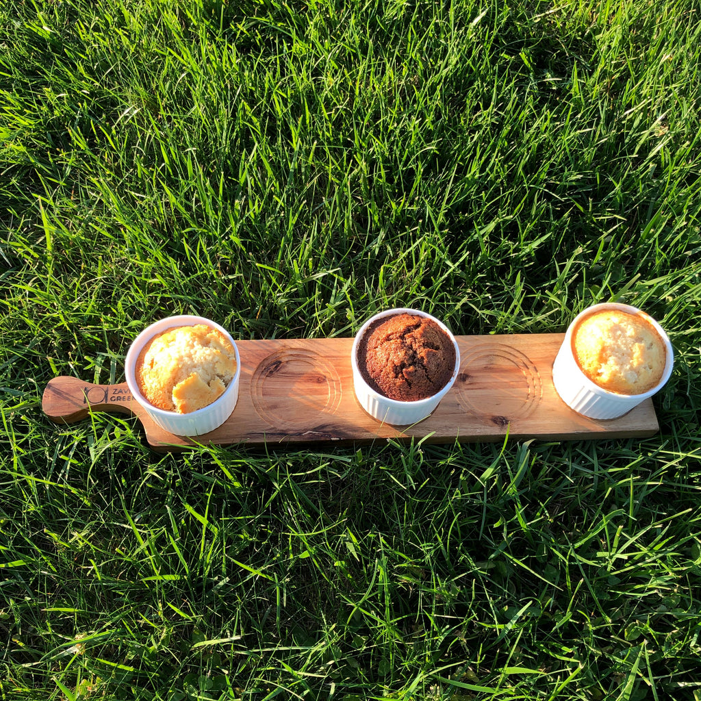 Acacia Wood Flight Board Set of 3 | 22" | 5-Hole Double-Sided | Dishwasher Safe | Zavis Green