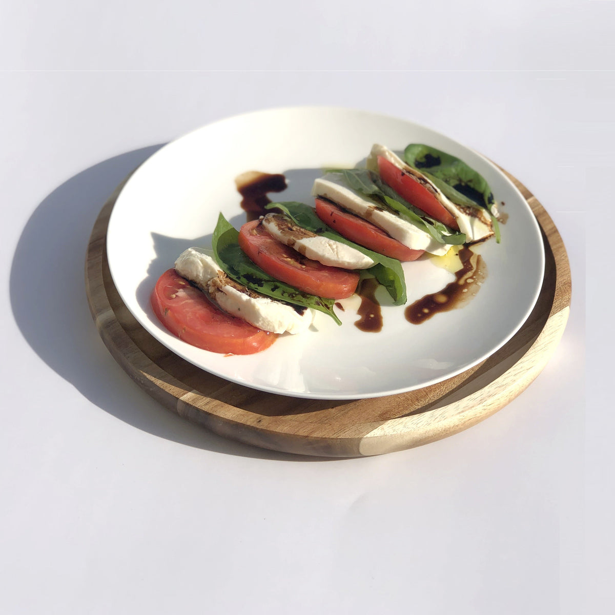 Acacia Wood Round Plate & Platter 8" | Stackable | Dishwasher Safe | Zavis Green