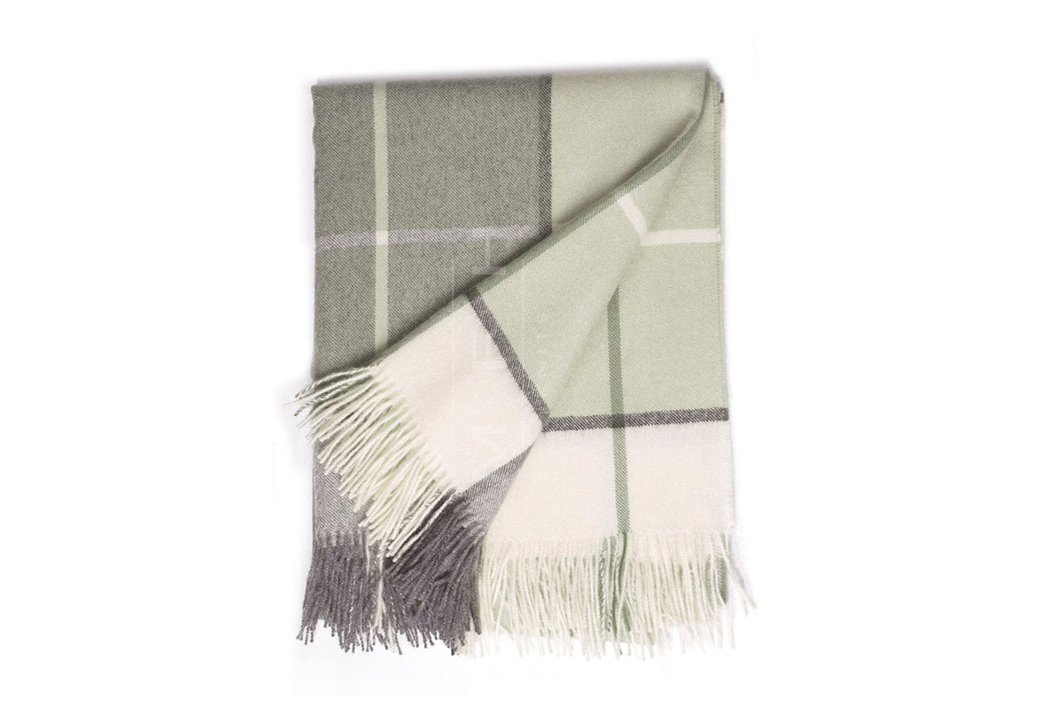 Lambswool Throw Blanket | Large Plaid | Tassel Fringe | 7 Colorways