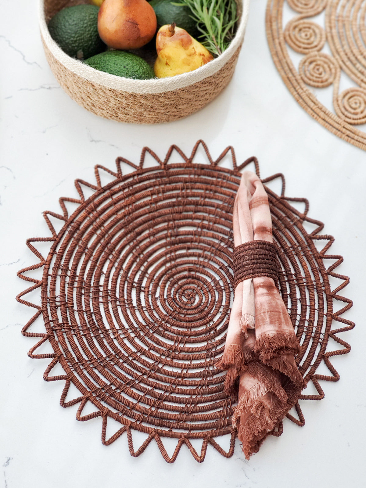 Surya Palm Fiber Placemat | Brown | Set of 2 | KORISSA