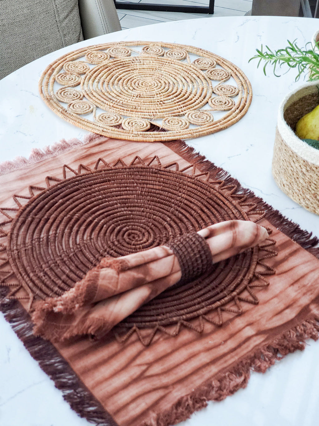 Surya Palm Fiber Placemat | Brown | Set of 2 | KORISSA