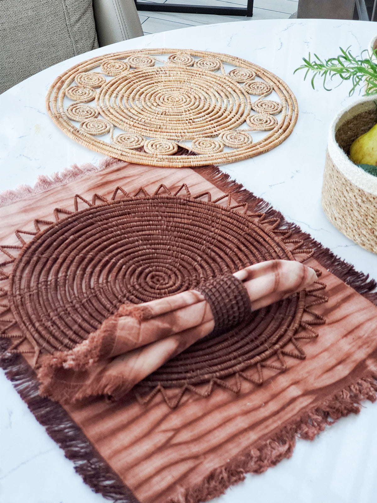 Surya Palm Fiber Placemat | Brown | Set of 2 | KORISSA