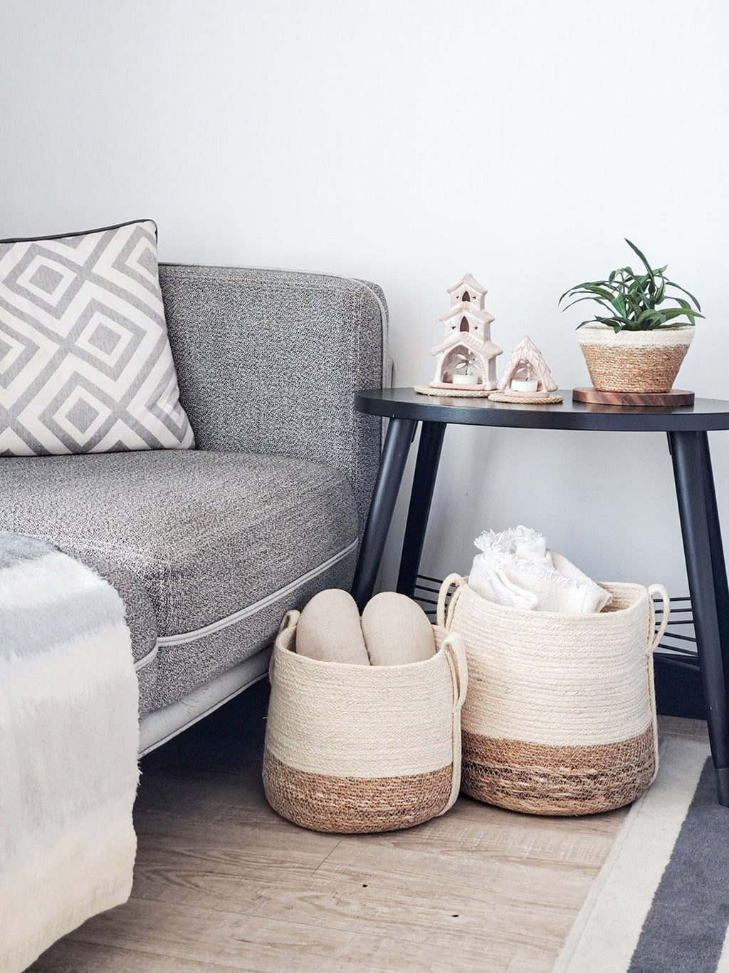 Savar Storage Basket with Side Handles | Jute & Seagrass | KORISSA