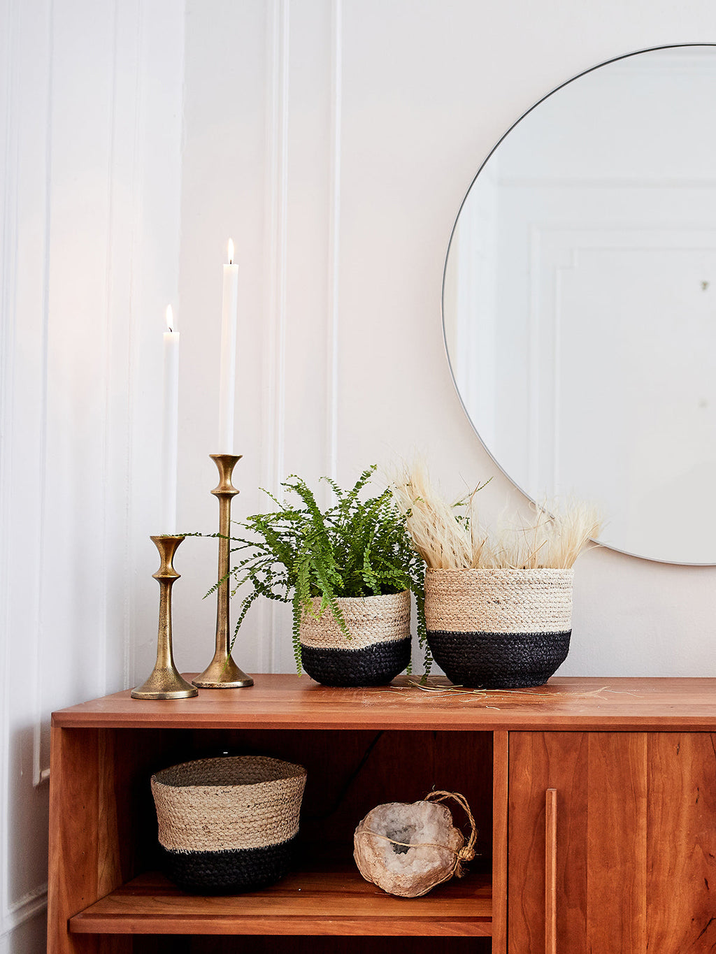 Naiya Jute Basket | Two-Tone Natural + Black | KORISSA