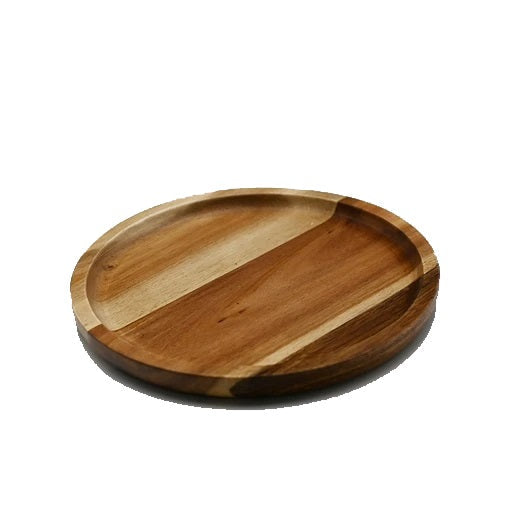 Acacia Wood Round Plate & Platter 8" | Stackable | Dishwasher Safe | Zavis Green