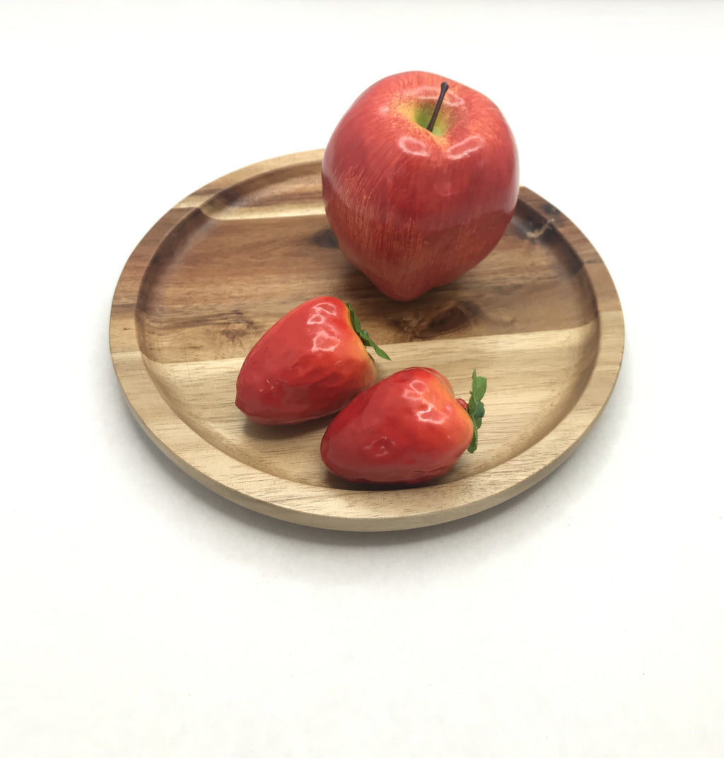 Acacia Wood Round Plate & Platter 8" | Stackable | Dishwasher Safe | Zavis Green