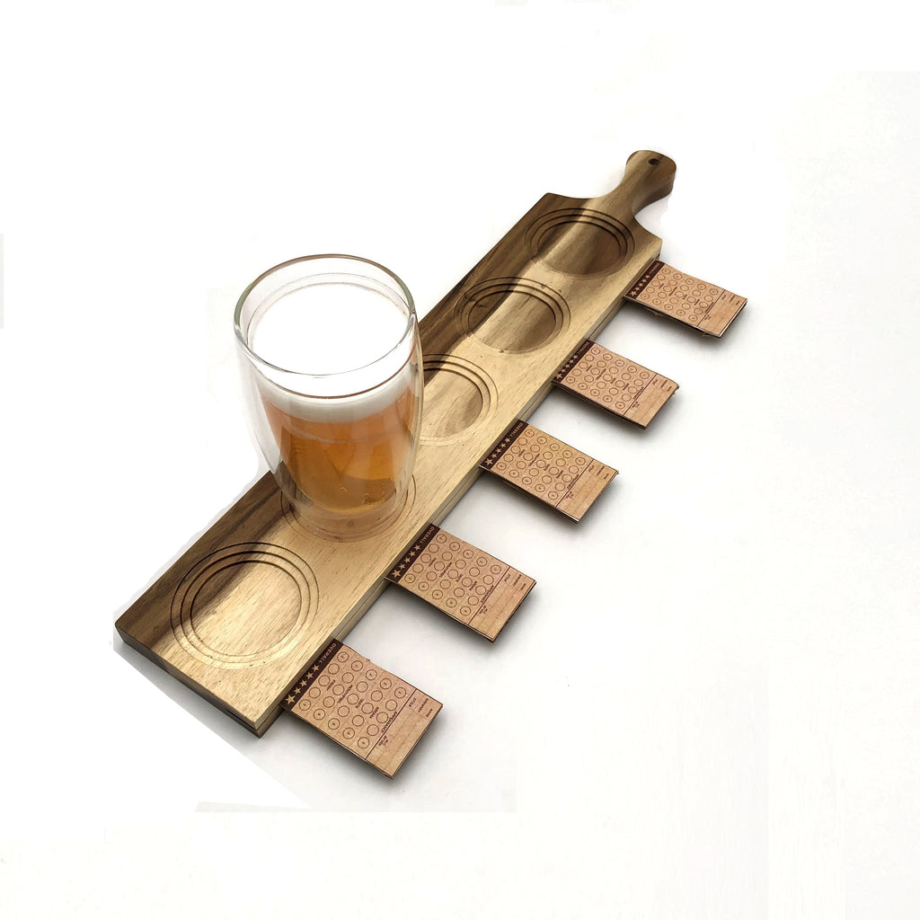 Acacia Wood Flight Board Set of 3 | 22" | 5-Hole Double-Sided | Dishwasher Safe | Zavis Green