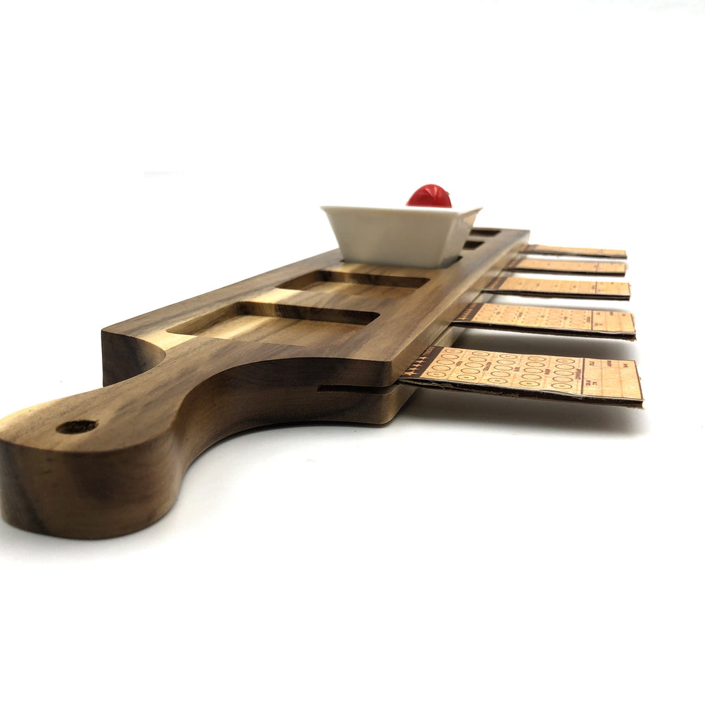 Acacia Wood Flight Board Set of 3 | 22" | 5-Hole Double-Sided | Dishwasher Safe | Zavis Green