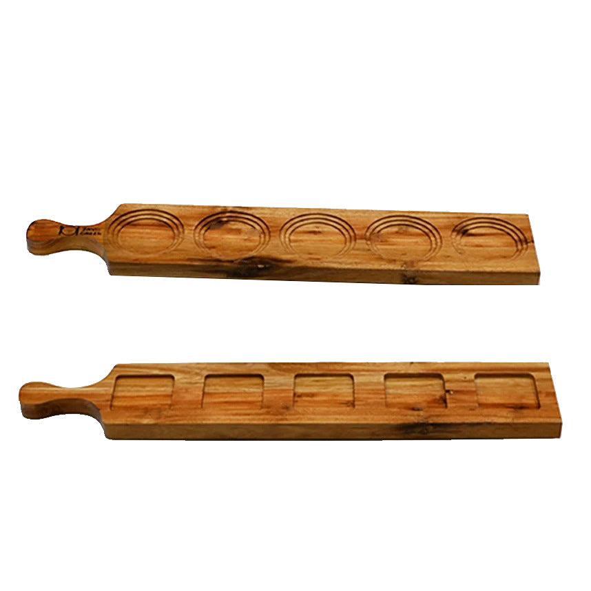 Acacia Wood Flight Board Set of 3 | 22" | 5-Hole Double-Sided | Dishwasher Safe | Zavis Green