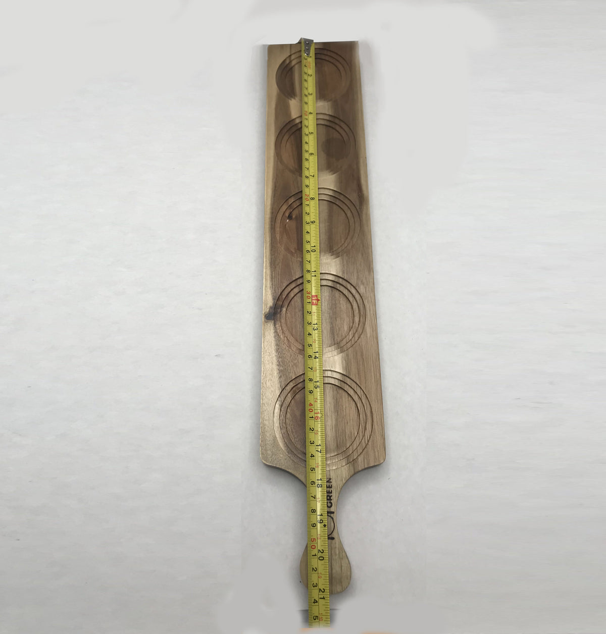 Acacia Wood Flight Board Set of 3 | 22" | 5-Hole Double-Sided | Dishwasher Safe | Zavis Green