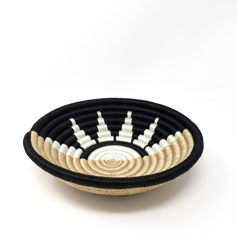 Zubita Woven Bowl | Sunrise Pattern | 2 Sizes | 2 Colorways | Wall Decor | Azizi Life | Rwanda