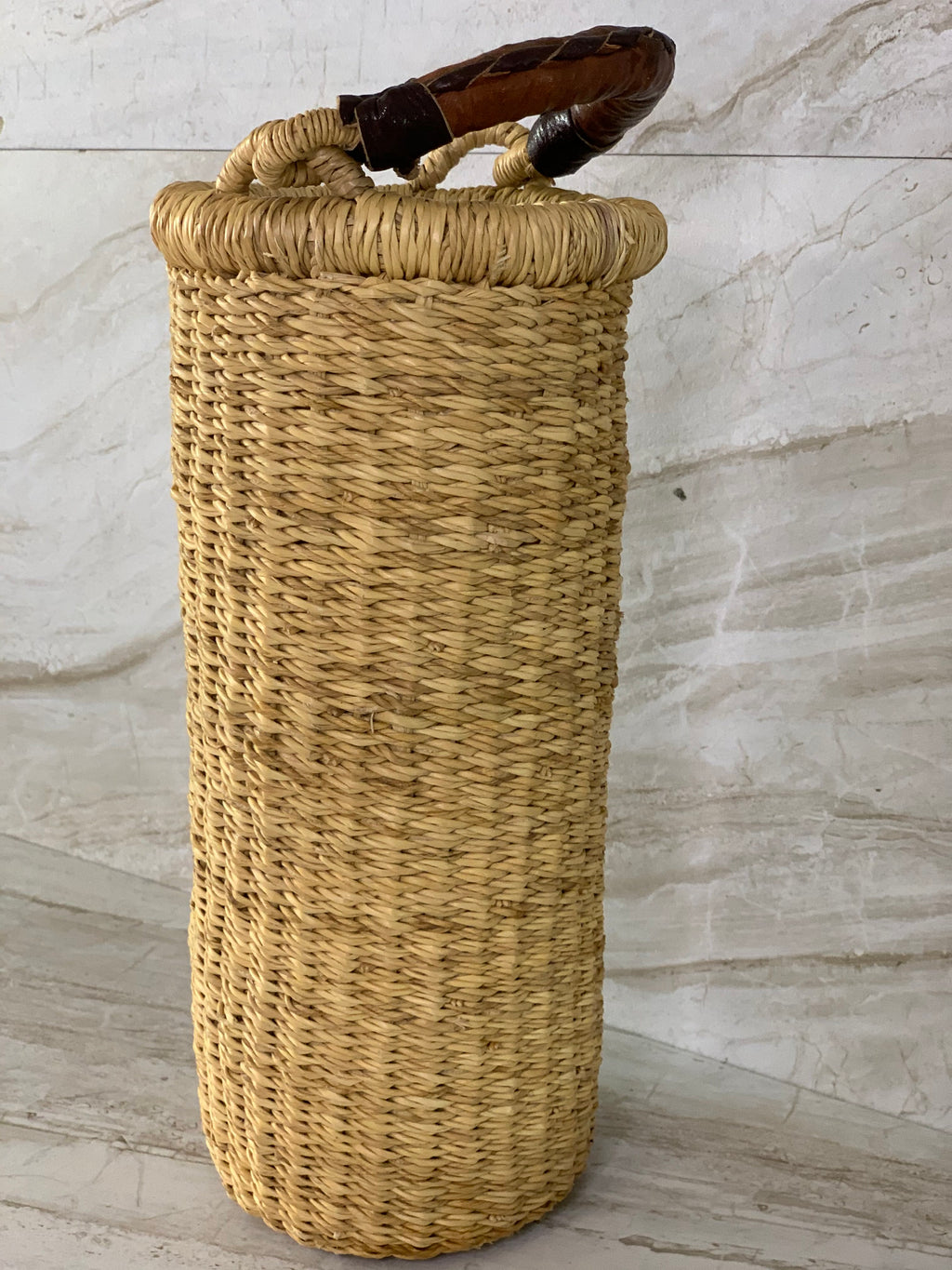 The Astoria Vase & Wine Holder | Handwoven Straw | Leather Handle | Sonder & Holliday