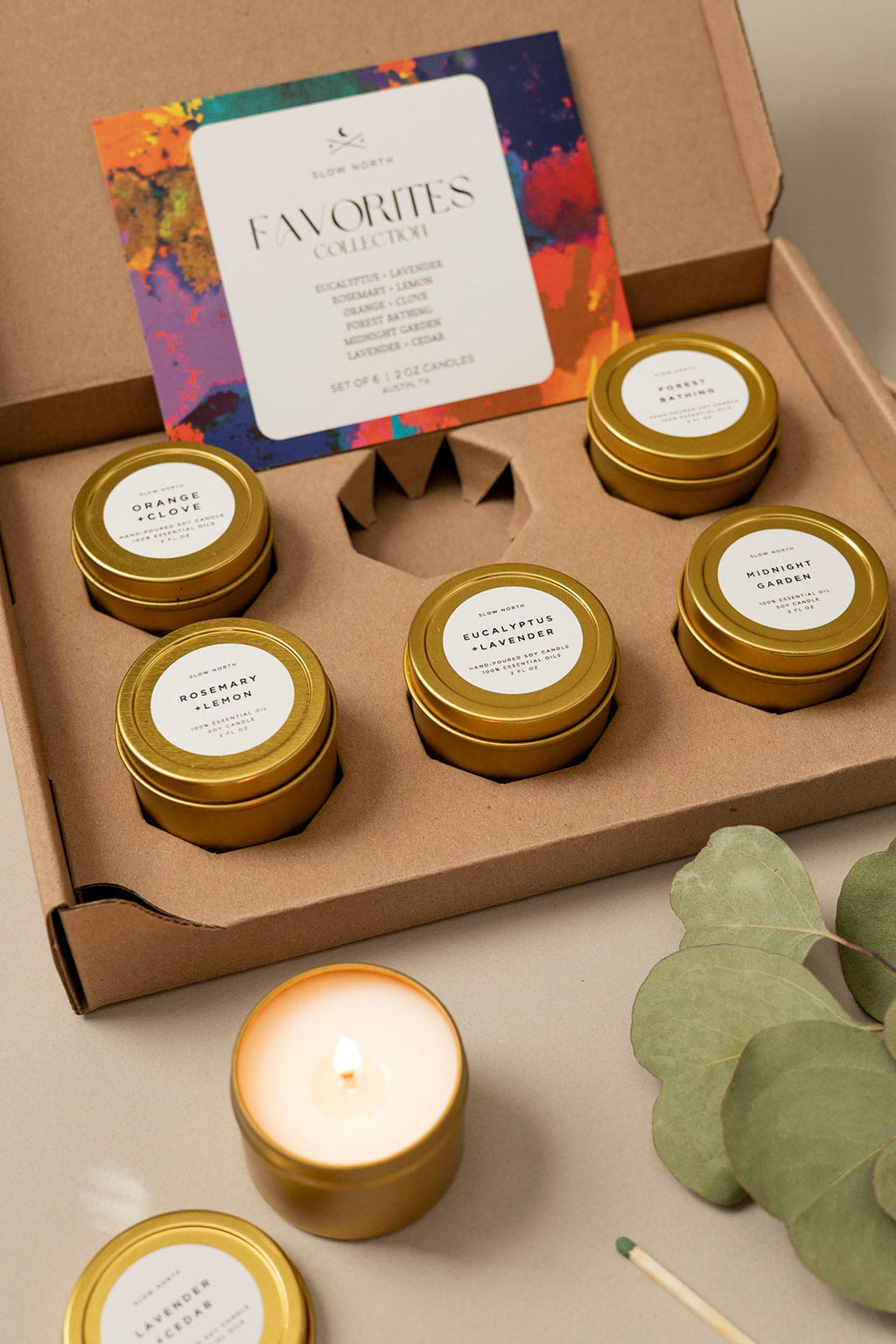 Slow North Favorites Collection | 6-Pack Soy Wax Mini Candles | 100% Essential Oil Scents