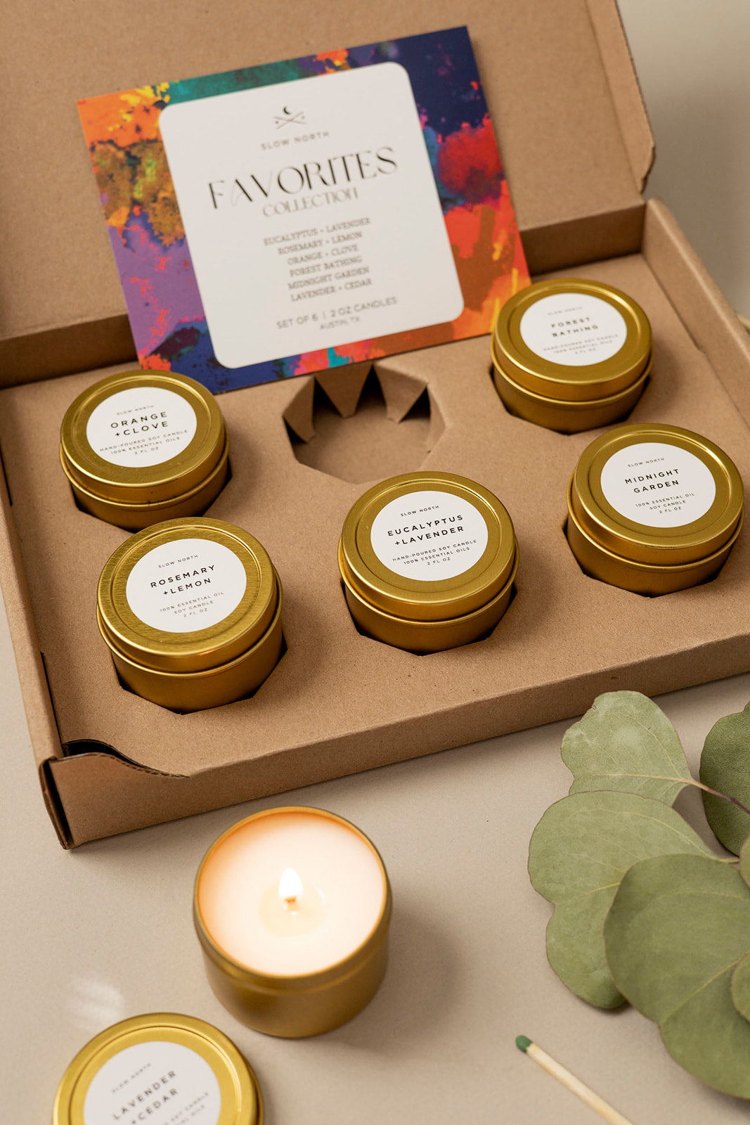 Slow North Favorites Collection | 6-Pack Soy Wax Mini Candles | 100% Essential Oil Scents