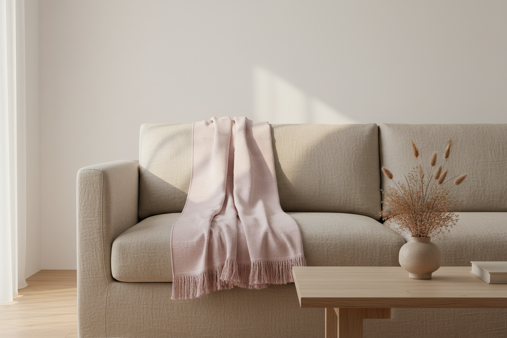 Aegean Turkish Towel | Blush Pink | Cotton Fouta with Fringe | KORISSA