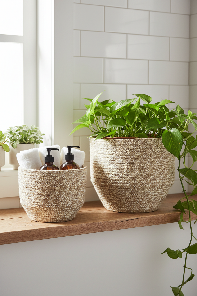 Agora Jute Storage Basket | Herringbone Weave | Small & Large | KORISSA