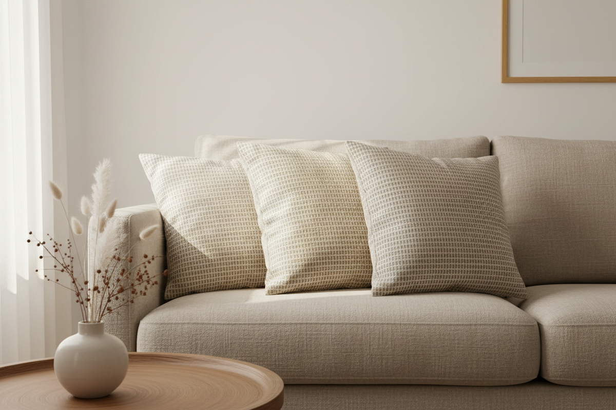 Akobo Woven Cotton Pillow Cover | Stone | With or Without Insert | KORISSA